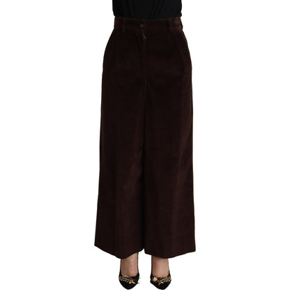 Dolce & Gabbana Black Cotton High Waist Trouser Wide Leg Pants Dolce & Gabbana