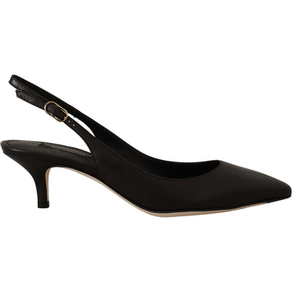 Dolce & Gabbana Black Leather Slingbacks Heels Pumps Shoes Dolce & Gabbana