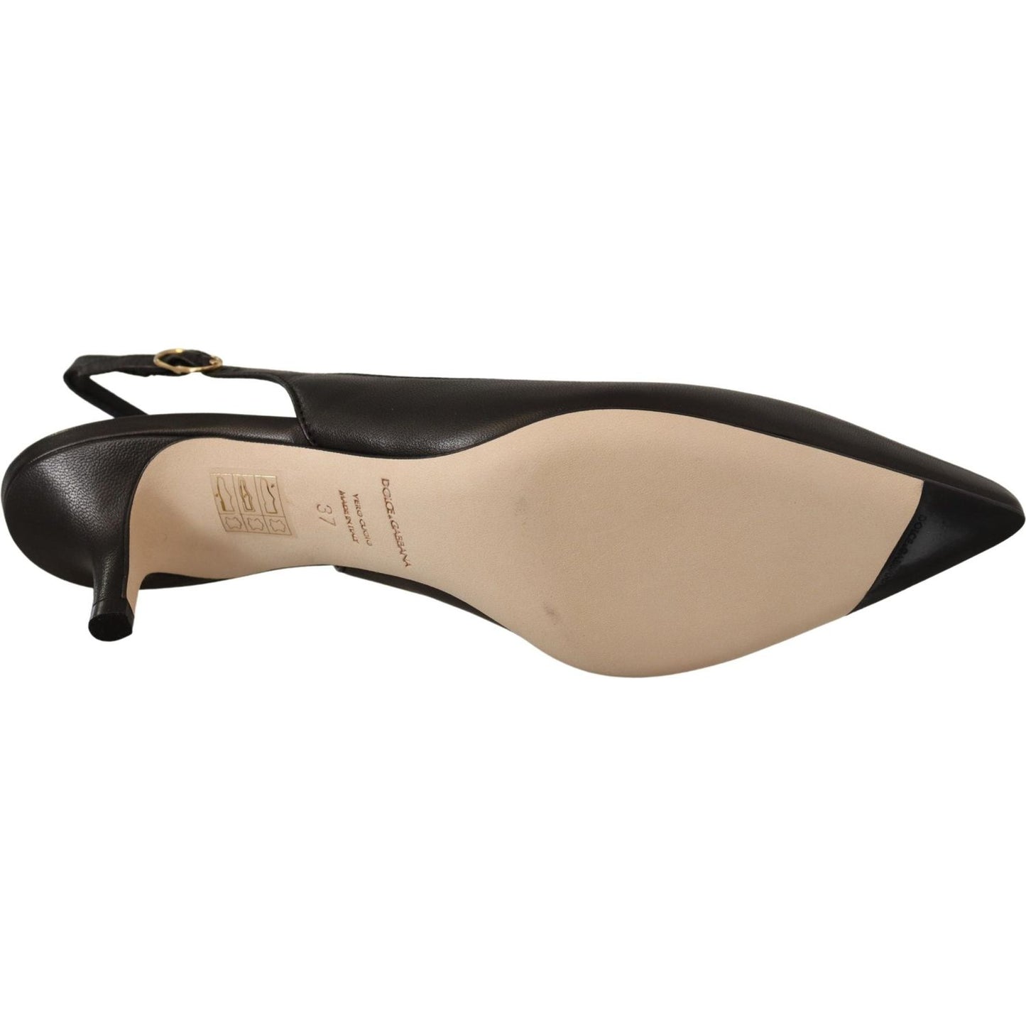 Dolce & Gabbana Black Leather Slingbacks Heels Pumps Shoes Dolce & Gabbana