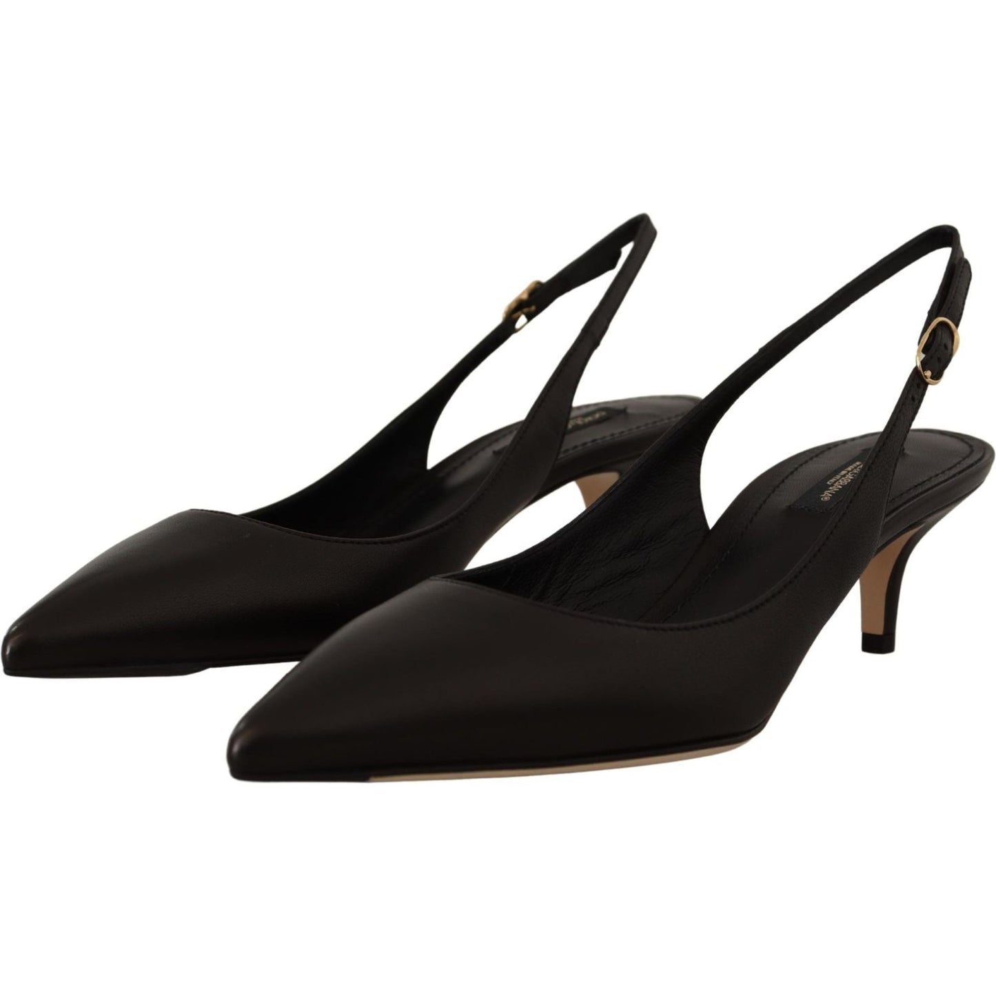 Dolce & Gabbana Black Leather Slingbacks Heels Pumps Shoes Dolce & Gabbana