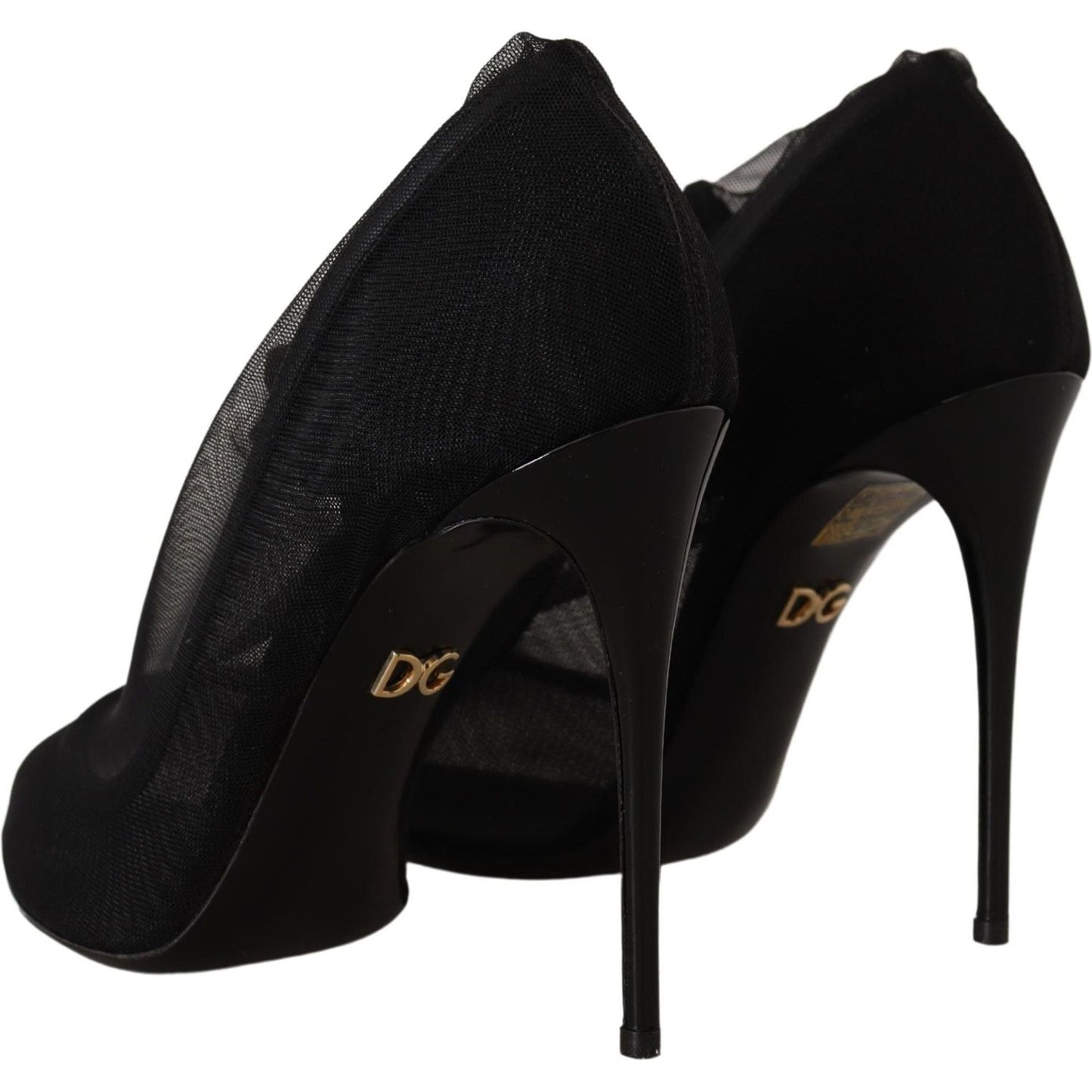 Dolce & Gabbana Black Tulle Stretch Boots Pumps Shoes Dolce & Gabbana