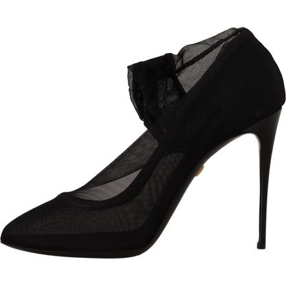 Dolce & Gabbana Black Tulle Stretch Boots Pumps Shoes Dolce & Gabbana