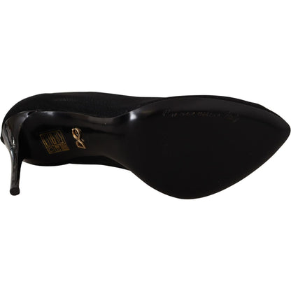 Dolce & Gabbana Black Tulle Stretch Boots Pumps Shoes Dolce & Gabbana
