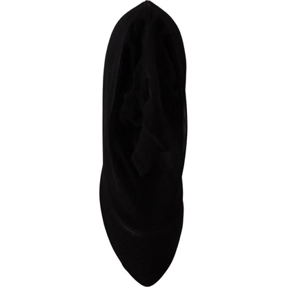 Dolce & Gabbana Black Tulle Stretch Boots Pumps Shoes Dolce & Gabbana