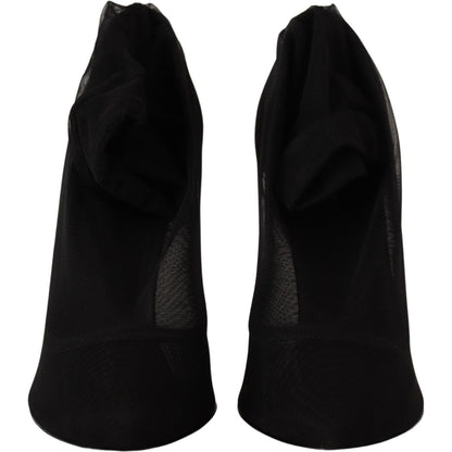 Dolce & Gabbana Black Tulle Stretch Boots Pumps Shoes Dolce & Gabbana