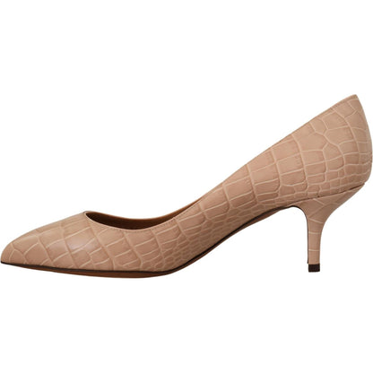 Dolce & Gabbana Beige Leather Pointed Heels Pumps Shoes Dolce & Gabbana