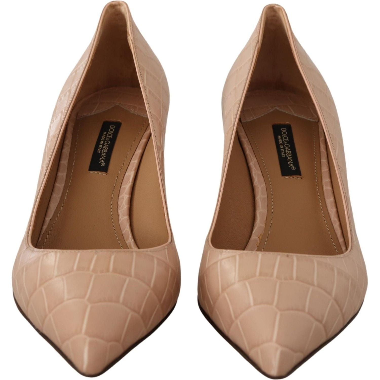 Dolce & Gabbana Beige Leather Pointed Heels Pumps Shoes