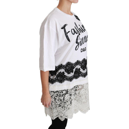 Dolce & Gabbana White Fashion Sinner Cotton Lace T-shirt Top Dolce & Gabbana