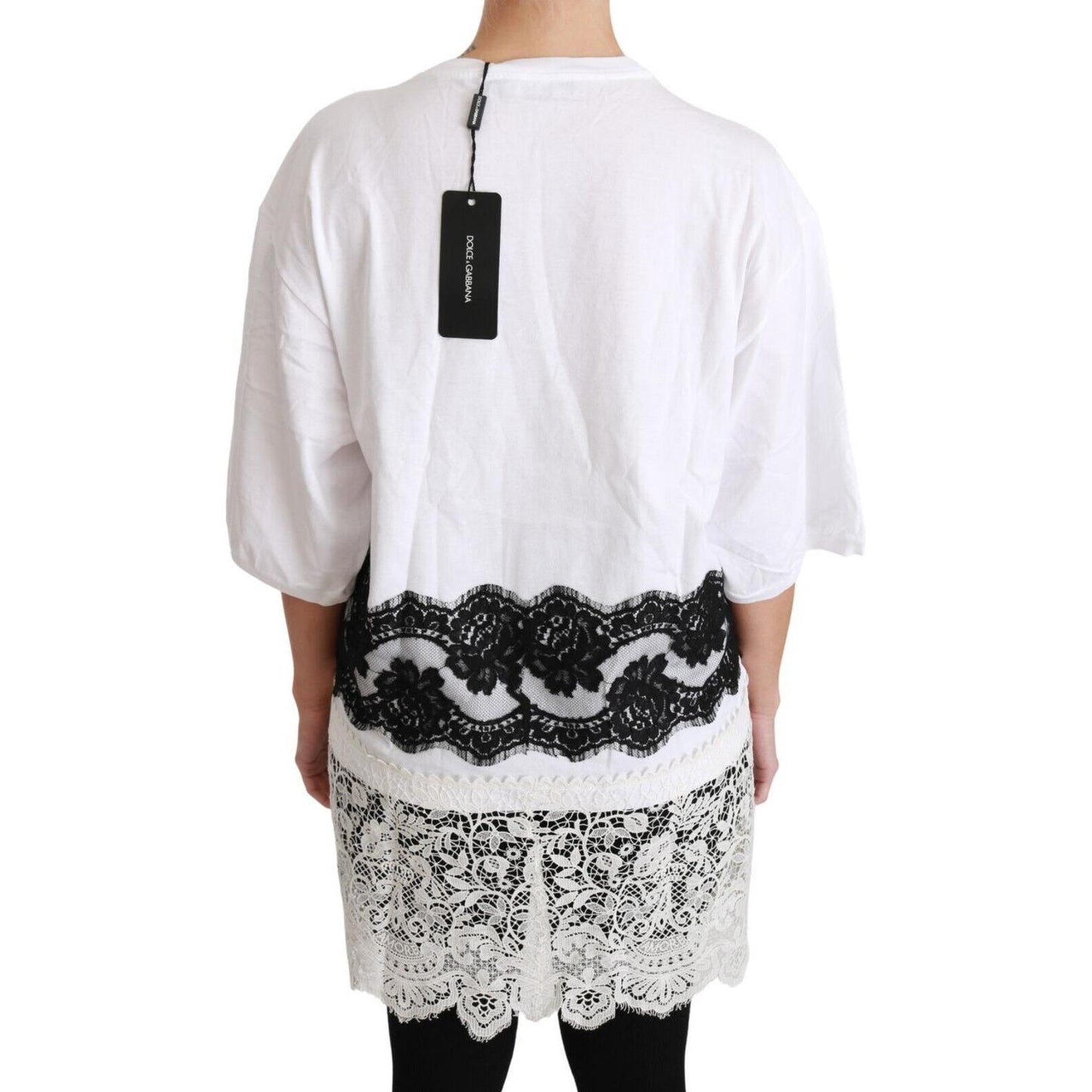 Dolce & Gabbana White Fashion Sinner Cotton Lace T-shirt Top Dolce & Gabbana