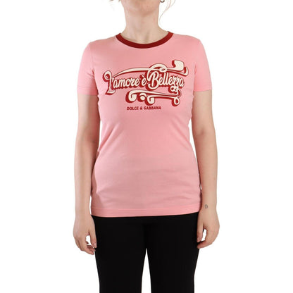 Dolce & Gabbana Pink Cotton Short Sleeves Crewneck T-shirt Top Dolce & Gabbana