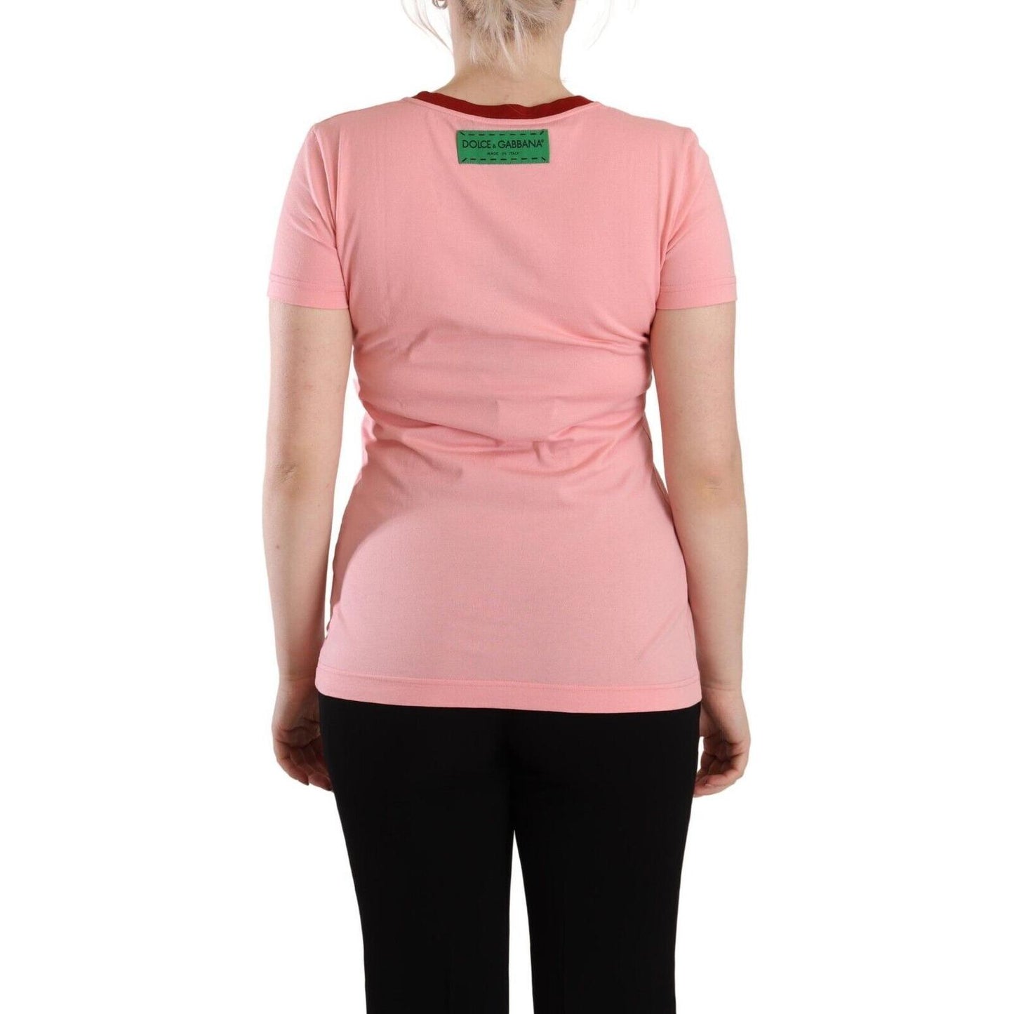 Dolce & Gabbana Pink Cotton Short Sleeves Crewneck T-shirt Top Dolce & Gabbana