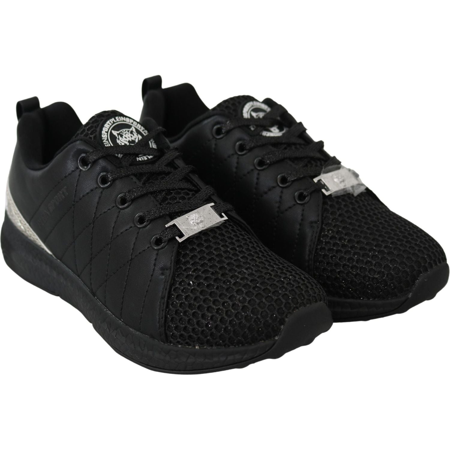 Plein Sport Black Polyester Runner Gisella Sneakers Shoes