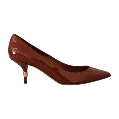 Dolce & Gabbana Brown Kitten Heels Pumps Patent Leather Shoes Dolce & Gabbana