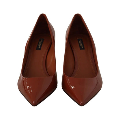 Dolce & Gabbana Brown Kitten Heels Pumps Patent Leather Shoes Dolce & Gabbana