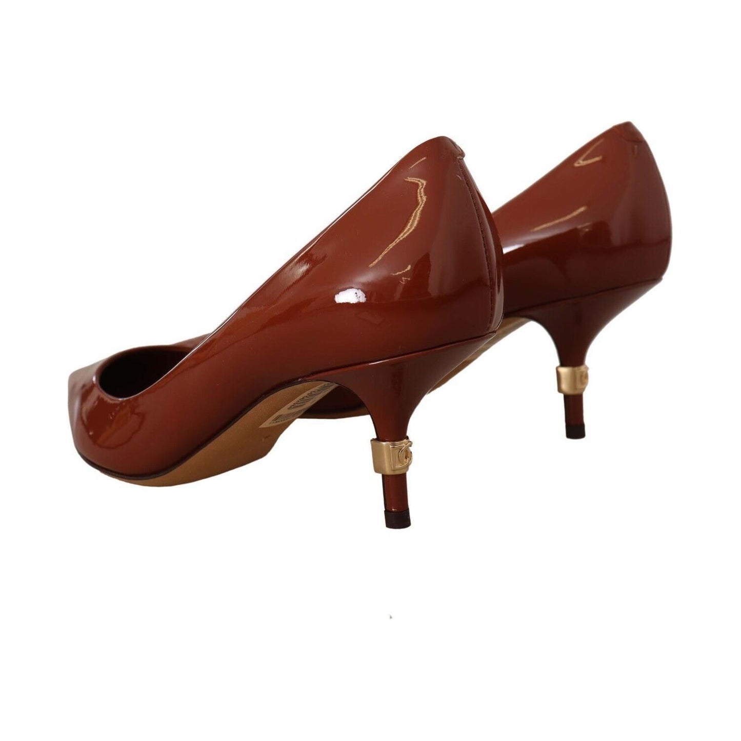 Dolce & Gabbana Brown Kitten Heels Pumps Patent Leather Shoes Dolce & Gabbana