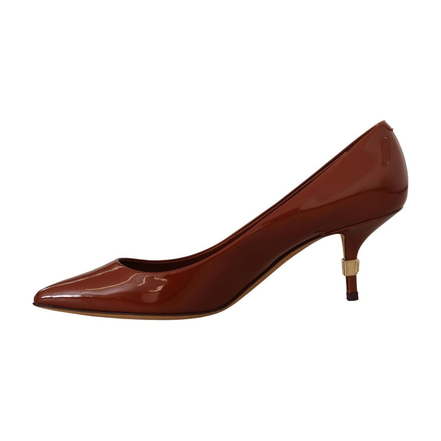 Dolce & Gabbana Brown Kitten Heels Pumps Patent Leather Shoes Dolce & Gabbana