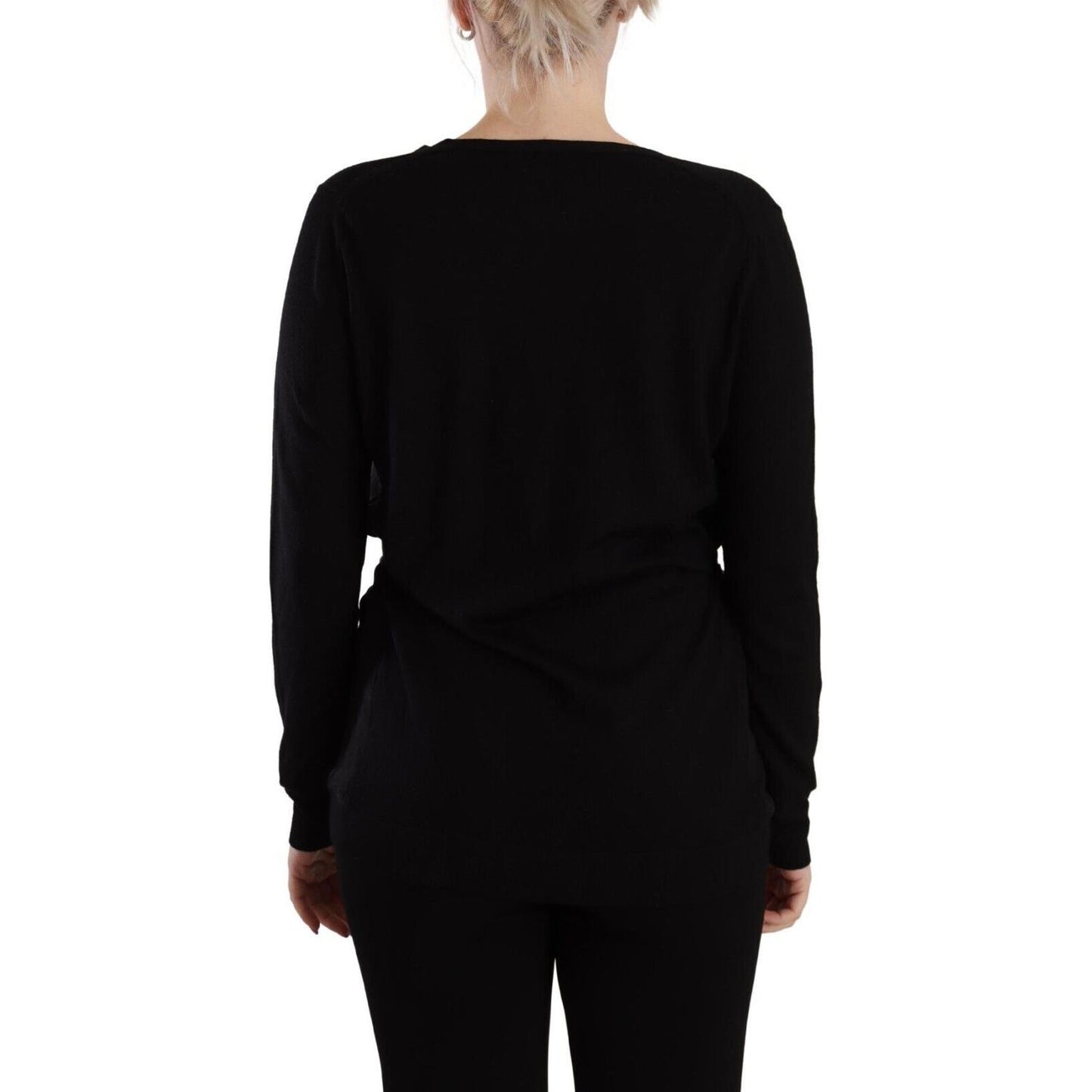 Dolce & Gabbana Black Wool V-neck Long Sleeves Pullover Top Dolce & Gabbana