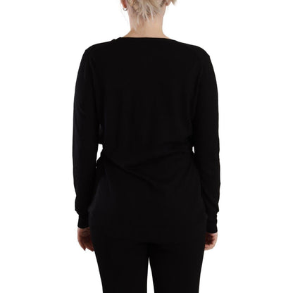 Dolce & Gabbana Black Wool V-neck Long Sleeves Pullover Top Dolce & Gabbana