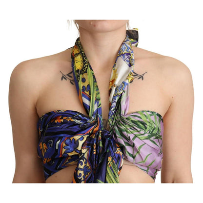 Dolce & Gabbana Multicolor Foulard Silk Halter Cropped Top Dolce & Gabbana