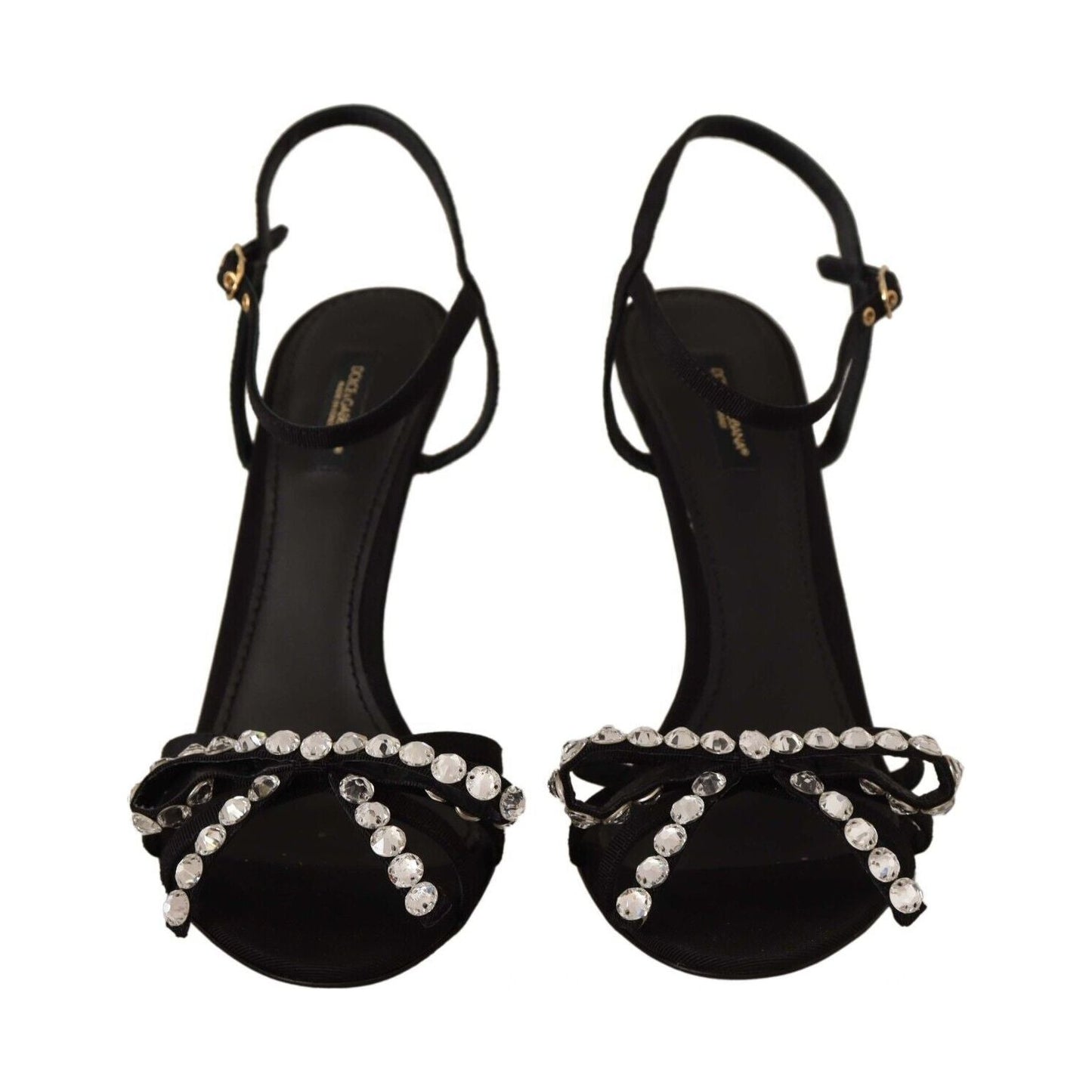 Dolce & Gabbana Black Crystals Ankle Strap Heels Sandals Shoes Dolce & Gabbana