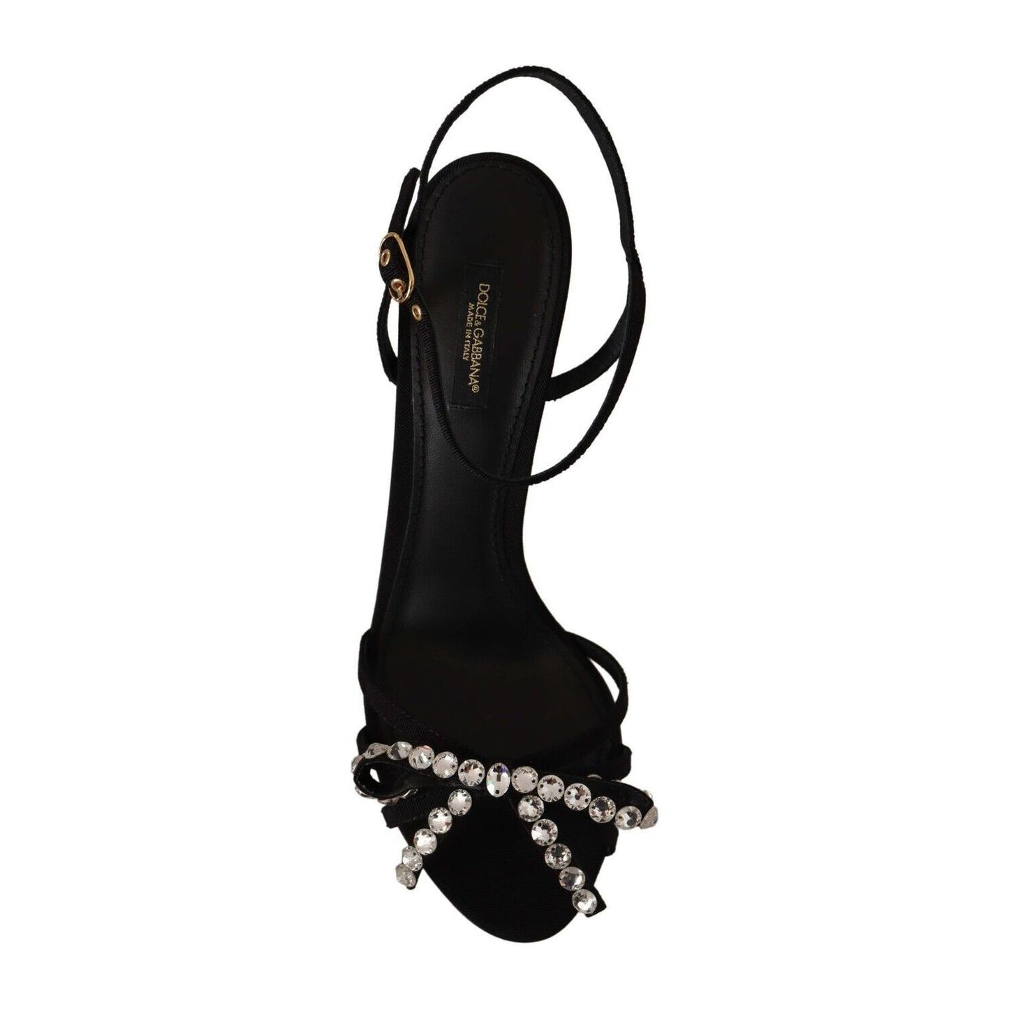 Dolce & Gabbana Black Crystals Ankle Strap Heels Sandals Shoes Dolce & Gabbana