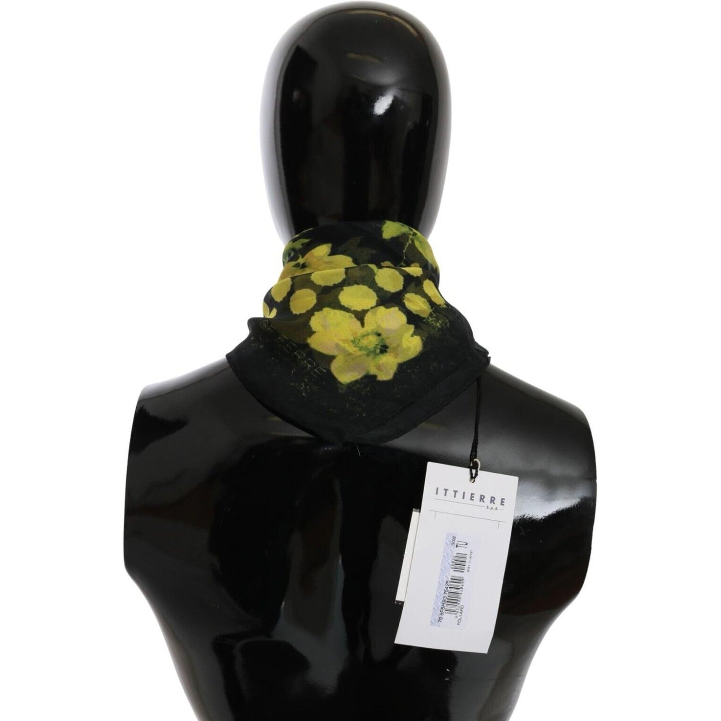 GF Ferre Black Yellow Floral Wrap Shawl Foulard Scarf GF Ferre
