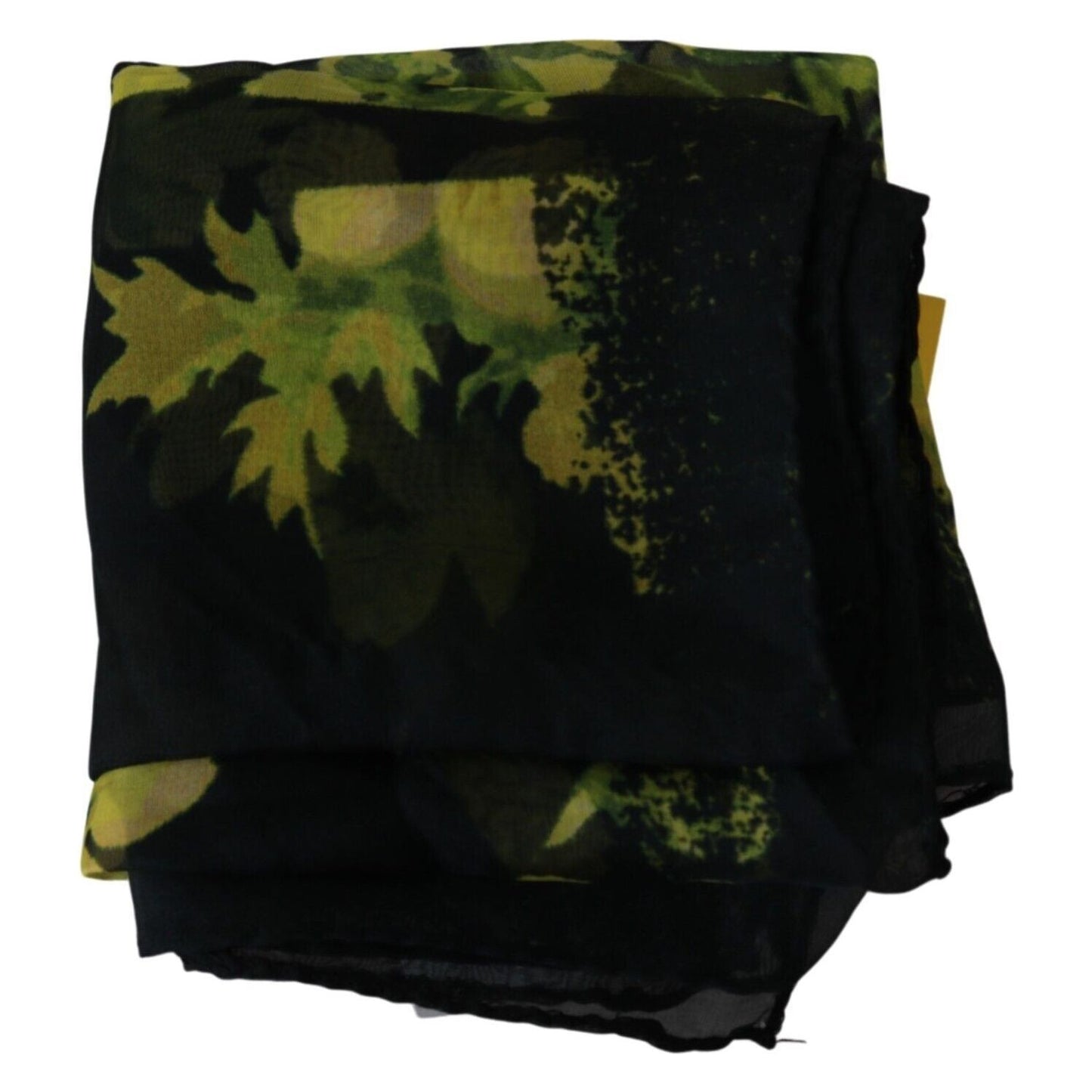GF Ferre Black Yellow Floral Wrap Shawl Foulard Scarf GF Ferre