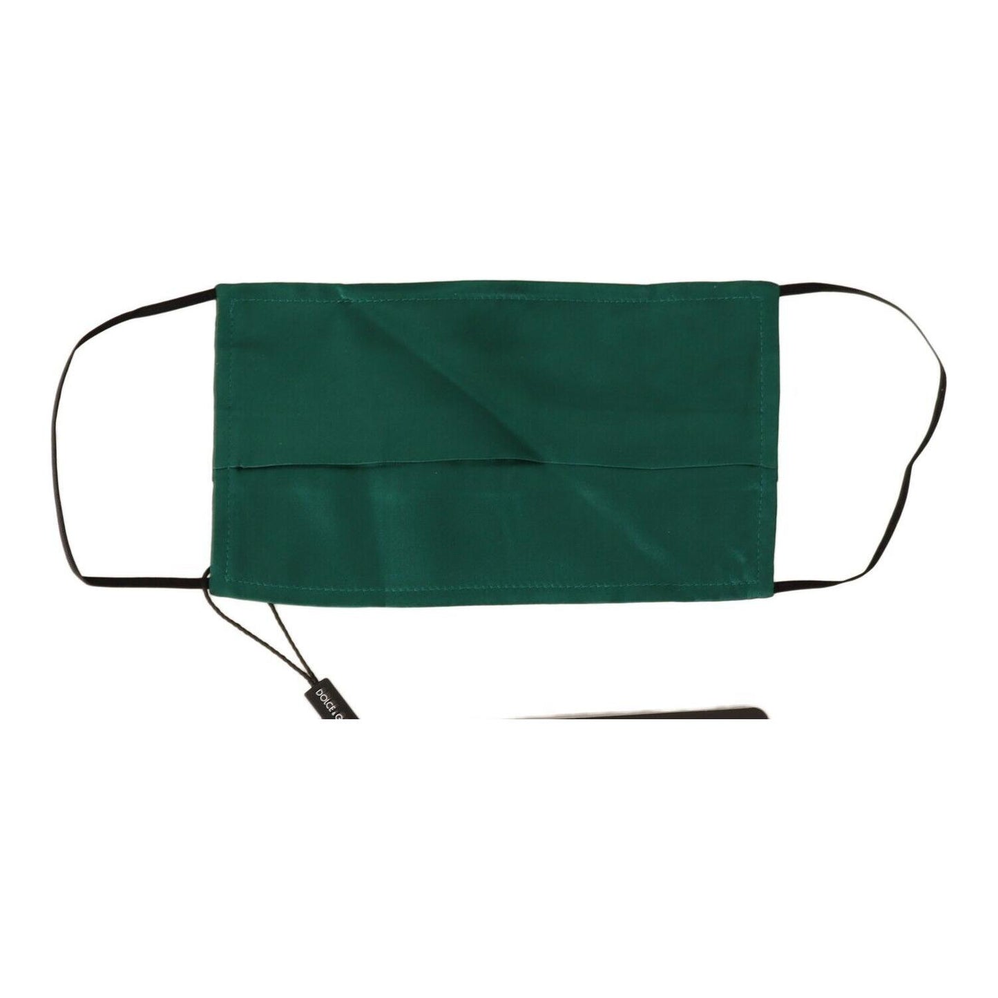 Dolce & Gabbana Green Silk Pleated Elastic Ear Strap Face Mask Dolce & Gabbana