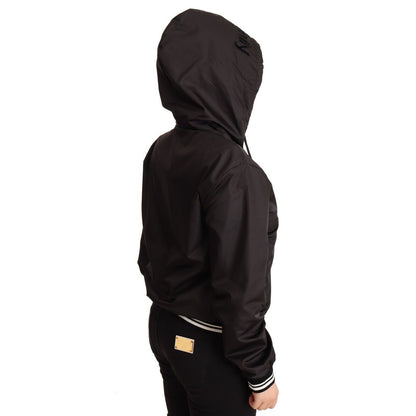 Dolce & Gabbana Black Polyester Hooded Bomber Full Zip Jacket