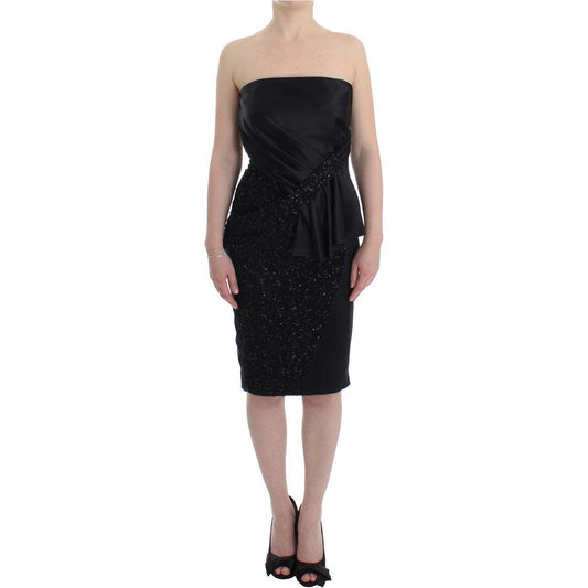 Masha Ma Black Strapless Embellished Pencil Dress Masha Ma