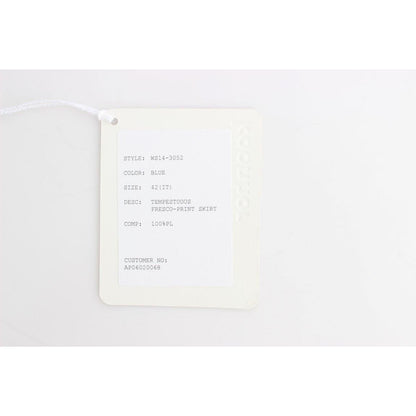 Koonhor Blue Peplum Fresco-Print Straight Pencil Skirt Koonhor