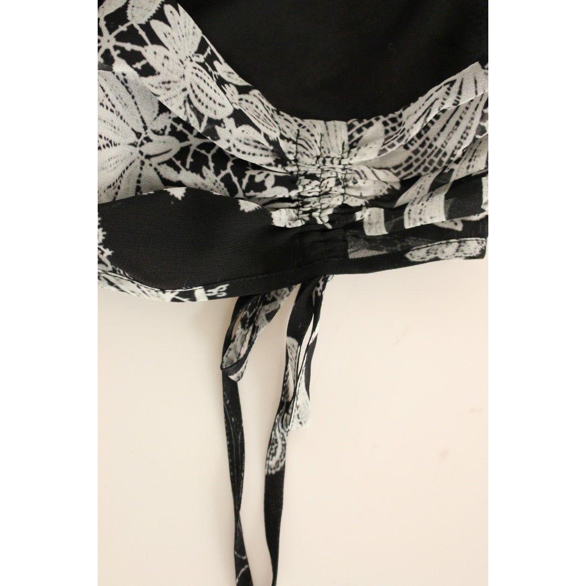 Sachin & Babi Black Silk Floral Pattern Shift Coctail Dress