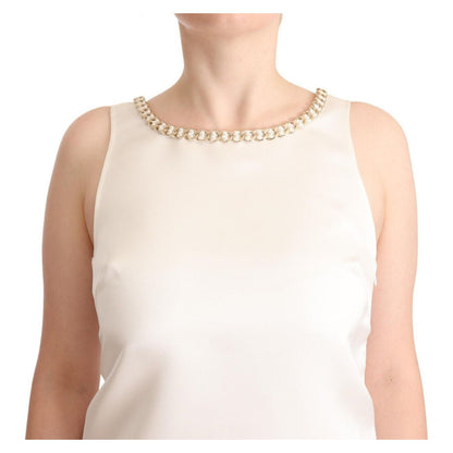 Elisabetta Franchi White Polyester Sleeveless Mini Shift Dress Elisabetta Franchi