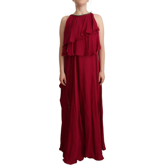 PLEIN SUD Orchid Silk Sleeveless Long Maxi Ruffle Shift Dress PLEIN SUD
