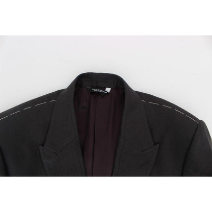 Dolce & Gabbana Gray Slim Fit Linen Blazer Jacket Dolce & Gabbana