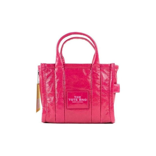 Marc Jacobs The Shiny Crinkle Mini Tote Magenta Leather Crossbody Handbag Purse Marc Jacobs