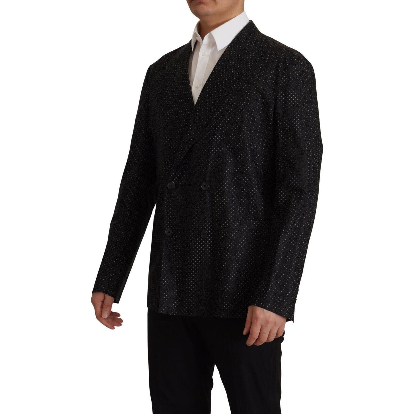 Dolce & Gabbana Black Polka Dotted Cotton Blazer Jacket Dolce & Gabbana