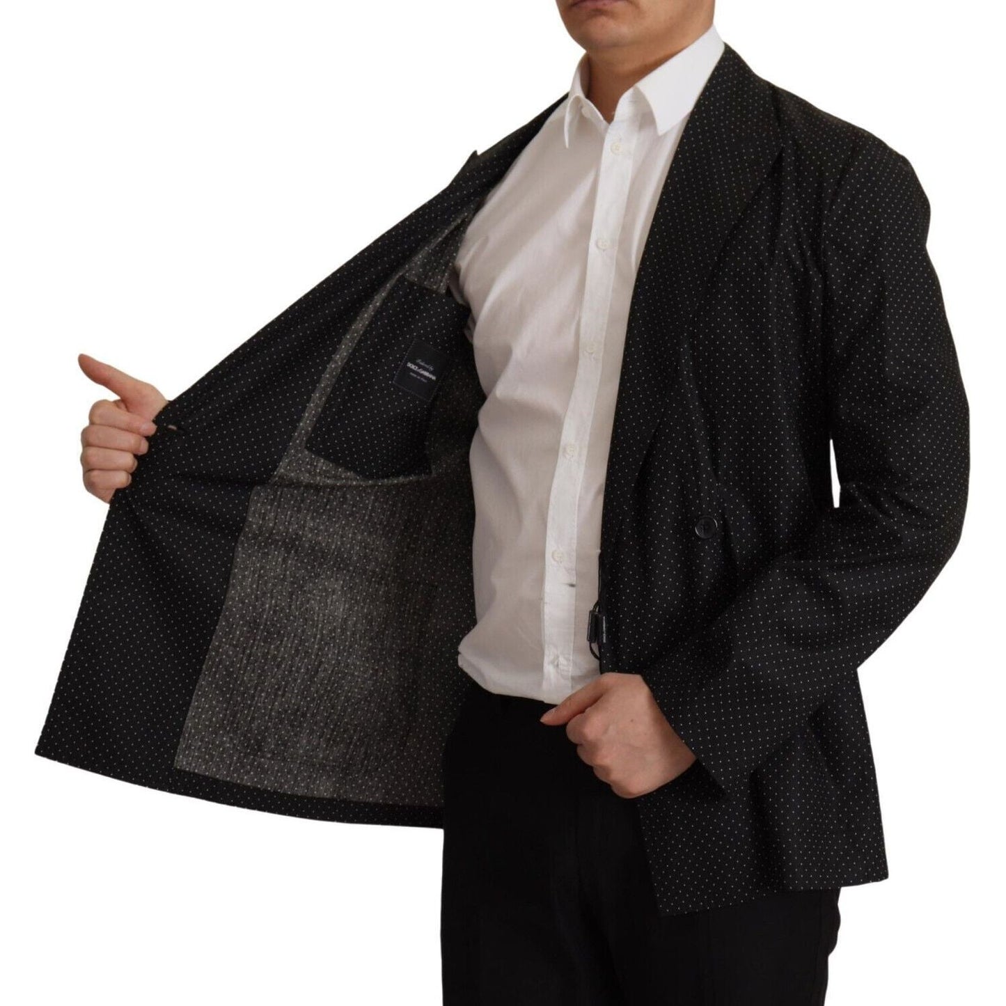 Dolce & Gabbana Black Polka Dotted Cotton Blazer Jacket Dolce & Gabbana