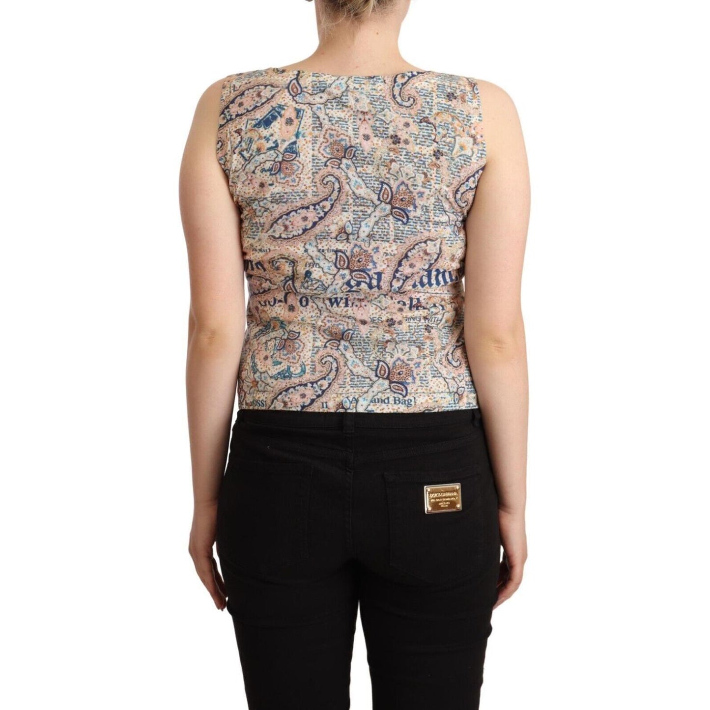 John Galliano Multicolor Cotton Sleeveless V-neck Tank Top John Galliano