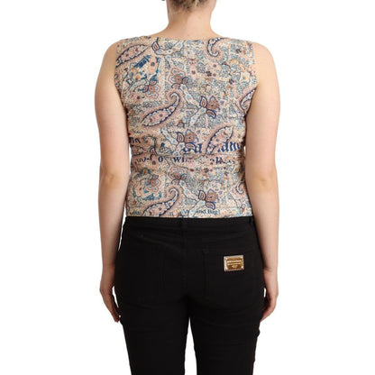 John Galliano Multicolor Cotton Sleeveless V-neck Tank Top John Galliano