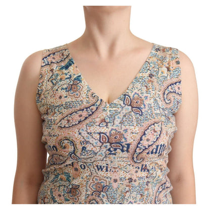 John Galliano Multicolor Cotton Sleeveless V-neck Tank Top John Galliano