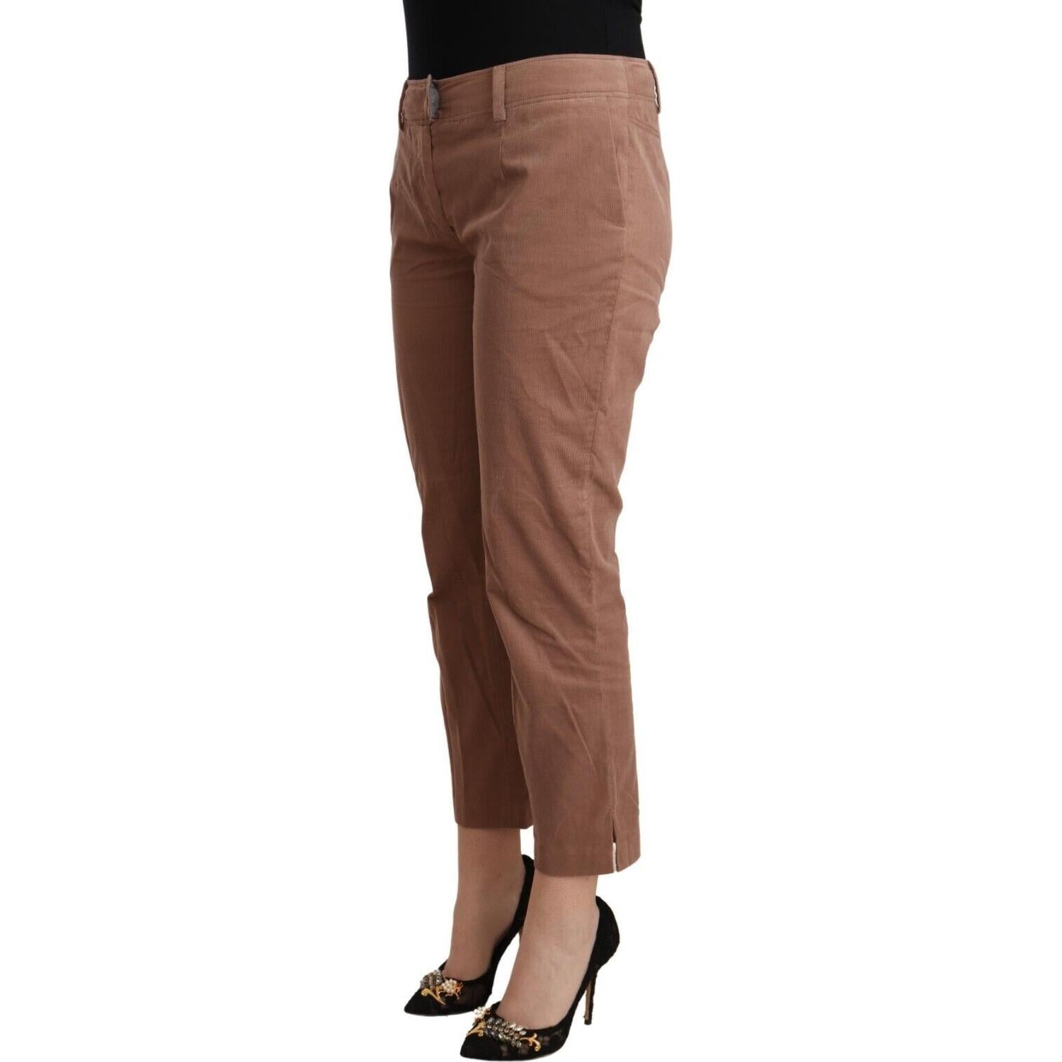 Costume National Brown Cotton Tapered Cropped Pants