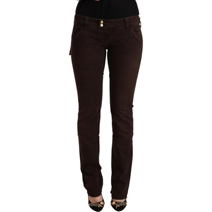 CYCLE Brown Cotton Stretch Low Waist Slim Fit Denim Jeans CYCLE