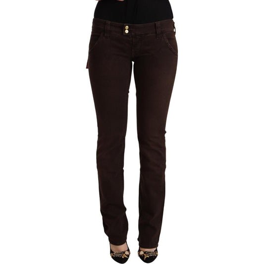 CYCLE Brown Cotton Stretch Low Waist Slim Fit Denim Jeans CYCLE