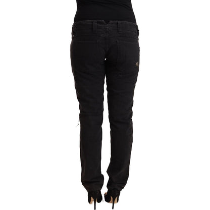CYCLE Black Cotton Distressed Low Waist Slim Fit Denim Jeans CYCLE