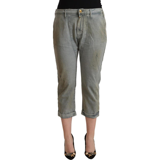CYCLE Gray 100% Cotton Mid Waist Skinny Cropped Pants CYCLE