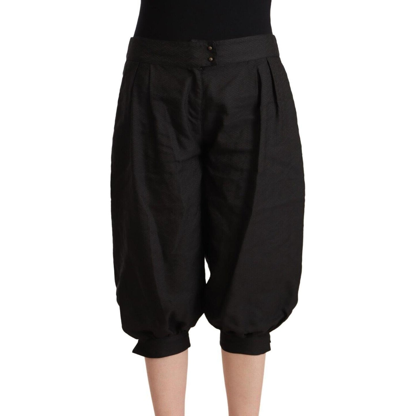 GF Ferre Black Viscose Cropped Harem Pants GF Ferre