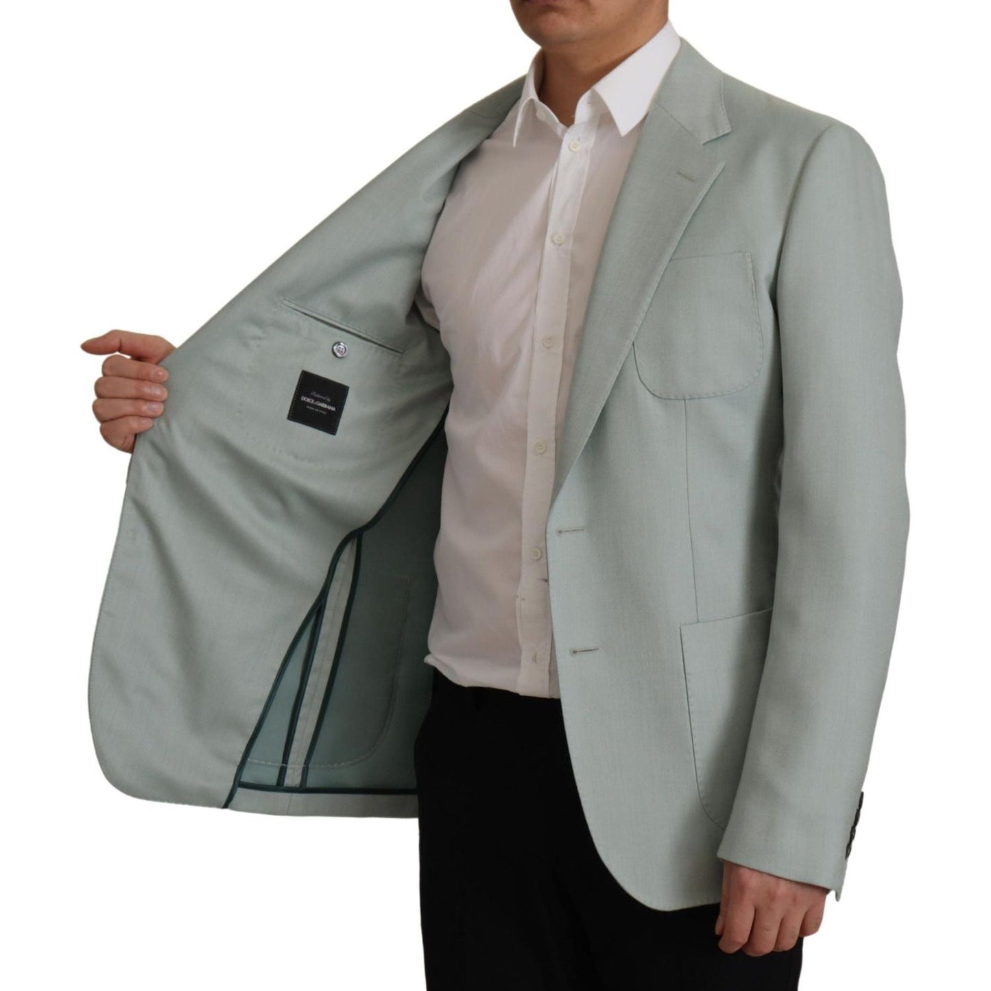 Dolce & Gabbana Light Green Cashmere Silk Blazer Dolce & Gabbana