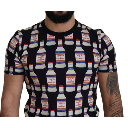 Dolce & Gabbana Black Bacio Di Venere Cotton Crew T-shirt Dolce & Gabbana