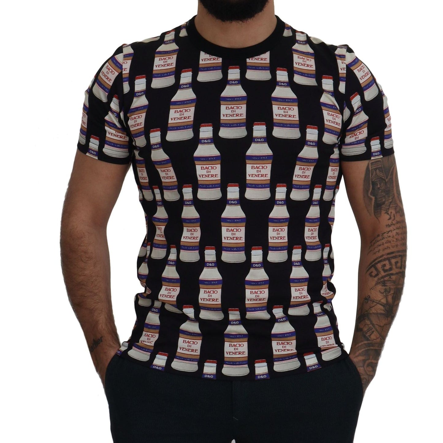 Dolce & Gabbana Black Bacio Di Venere Cotton Crew T-shirt Dolce & Gabbana